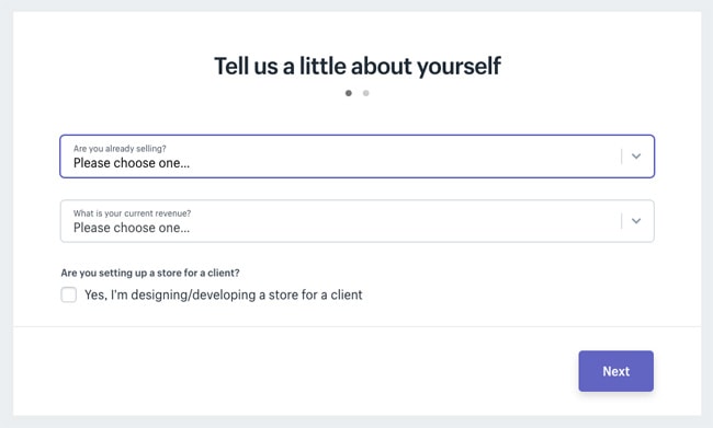 create a Shopify store: Additional business details